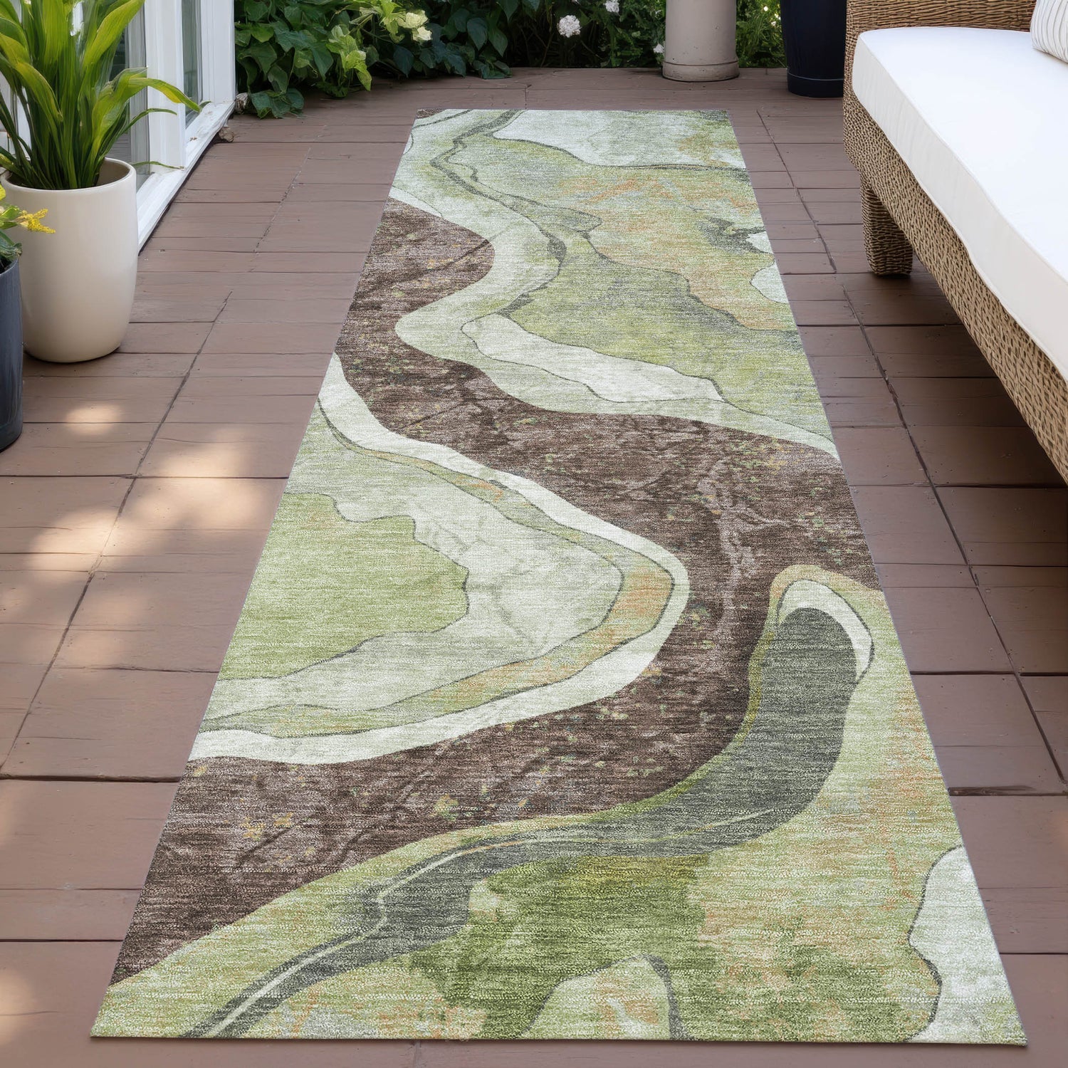 Addison Chantille ACN2219 Abstract Machine Made Transitional Aloe Rug