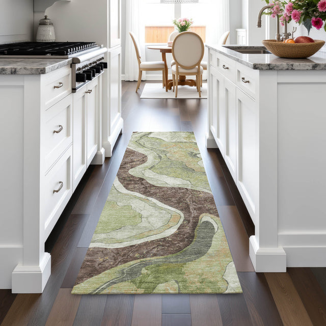 Addison Chantille ACN2219 Abstract Machine Made Transitional Aloe Rug