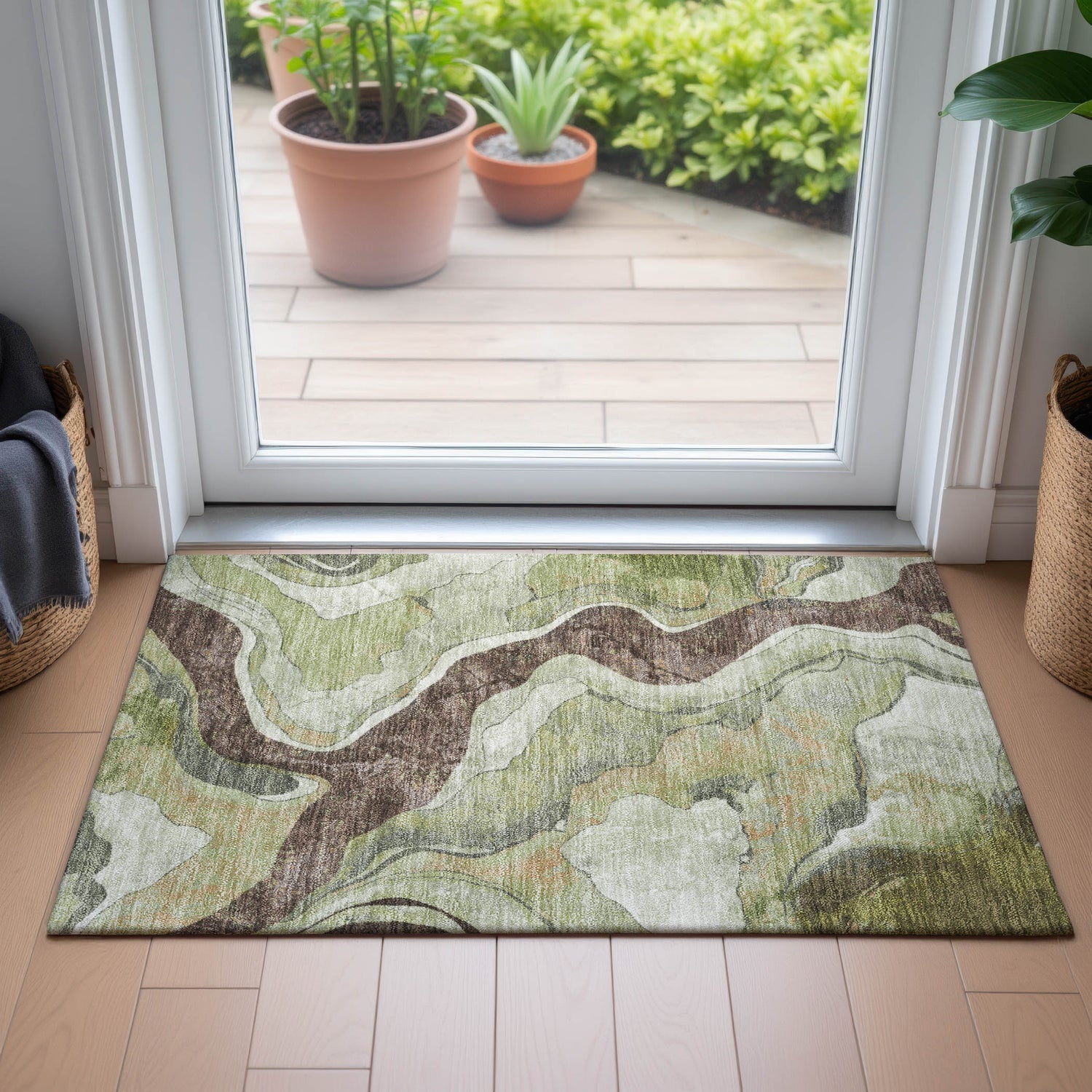 Addison Chantille ACN2219 Abstract Machine Made Transitional Aloe Rug