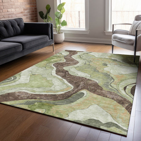 Addison Chantille ACN2219 Abstract Machine Made Transitional Aloe Rug