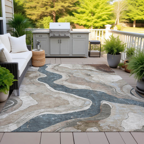 Addison Chantille ACN2219 Abstract Machine Made Transitional Beige Rug