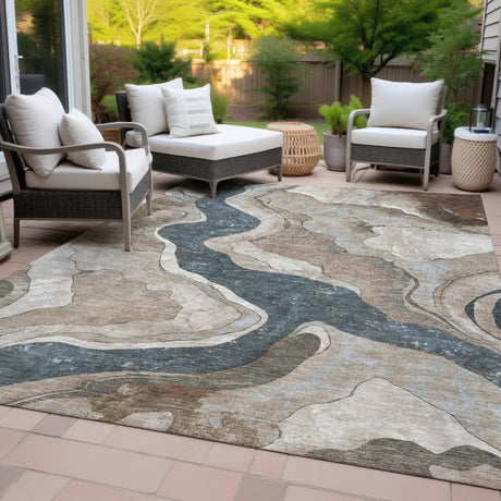 Addison Chantille ACN2219 Abstract Machine Made Transitional Beige Rug