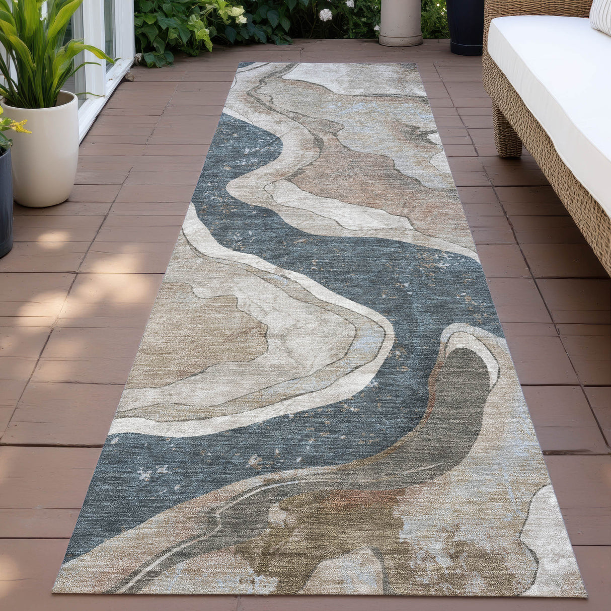 Addison Chantille ACN2219 Abstract Machine Made Transitional Beige Rug