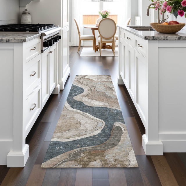 Addison Chantille ACN2219 Abstract Machine Made Transitional Beige Rug