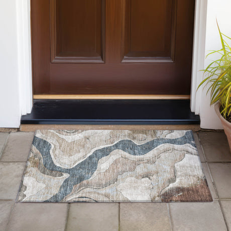 Addison Chantille ACN2219 Abstract Machine Made Transitional Beige Rug