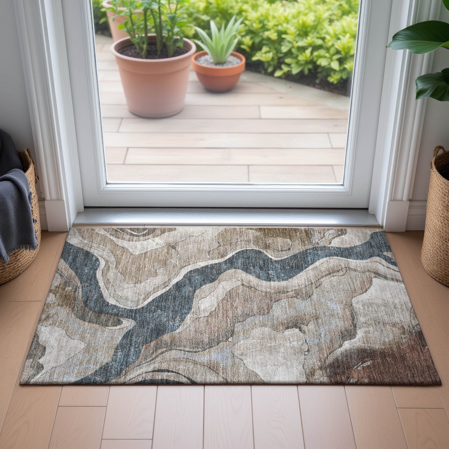 Addison Chantille ACN2219 Abstract Machine Made Transitional Beige Rug