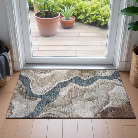 Addison Chantille ACN2219 Abstract Machine Made Transitional Beige Rug