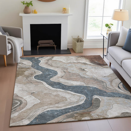 Addison Chantille ACN2219 Abstract Machine Made Transitional Beige Rug