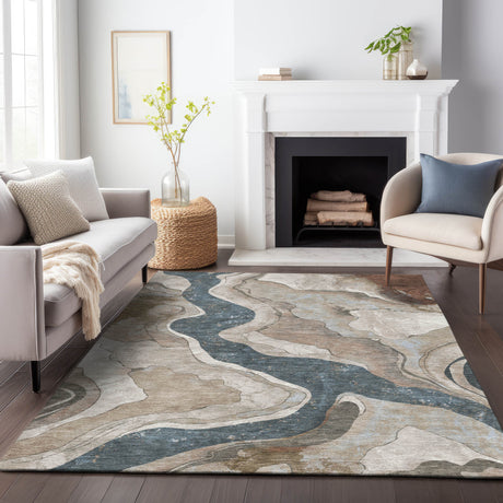 Addison Chantille ACN2219 Abstract Machine Made Transitional Beige Rug
