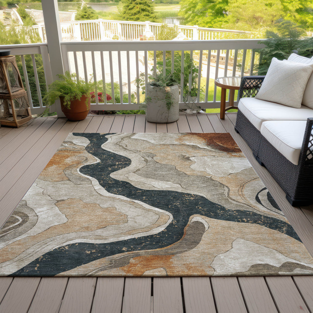 Addison Chantille ACN2219 Abstract Machine Made Transitional Putty Rug