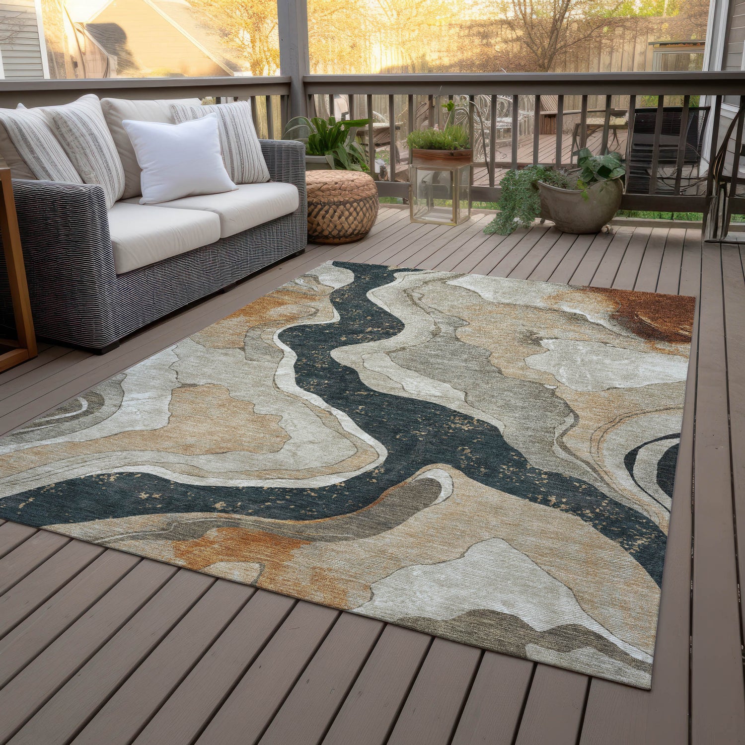 Addison Chantille ACN2219 Abstract Machine Made Transitional Putty Rug