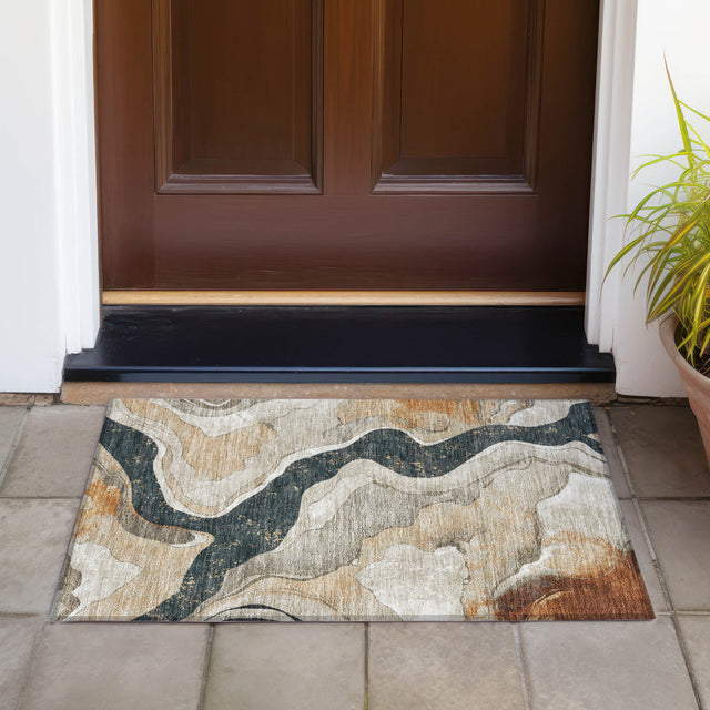 Addison Chantille ACN2219 Abstract Machine Made Transitional Putty Rug