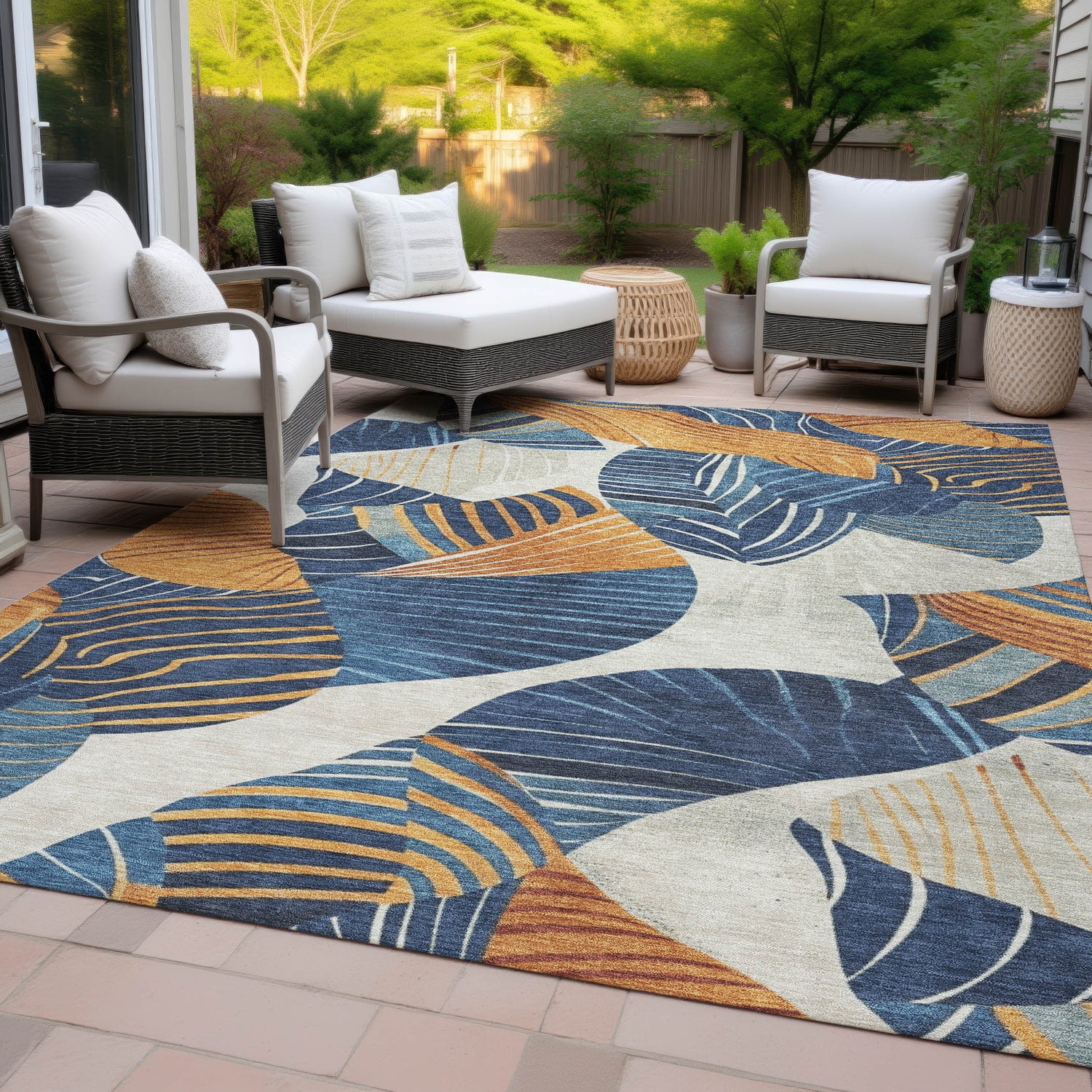 Addison Chantille ACN2220 Floral Machine Made Transitional Navy Rug