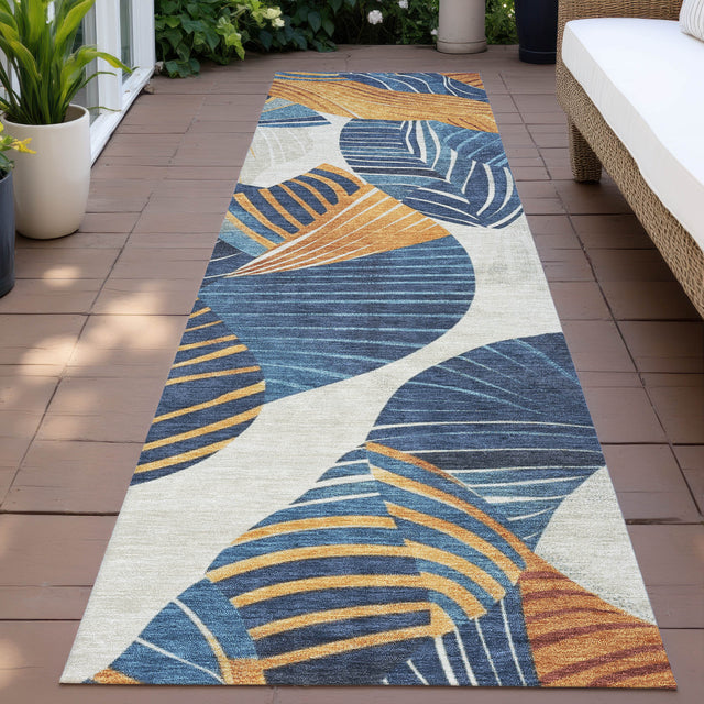 Addison Chantille ACN2220 Floral Machine Made Transitional Navy Rug