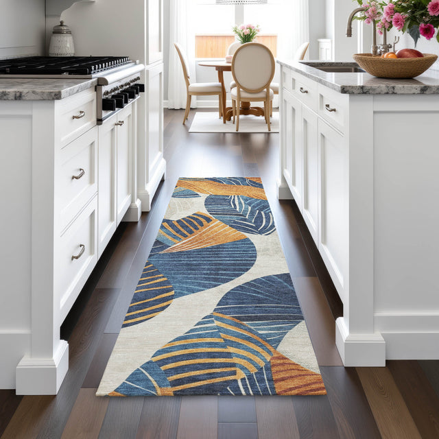 Addison Chantille ACN2220 Floral Machine Made Transitional Navy Rug