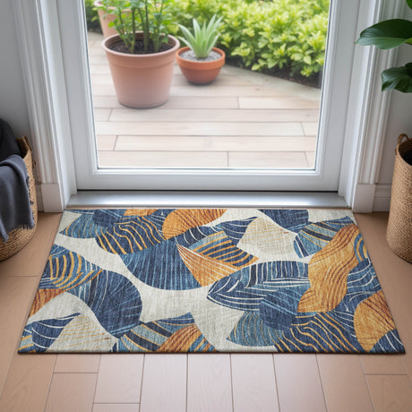 Addison Chantille ACN2220 Floral Machine Made Transitional Navy Rug