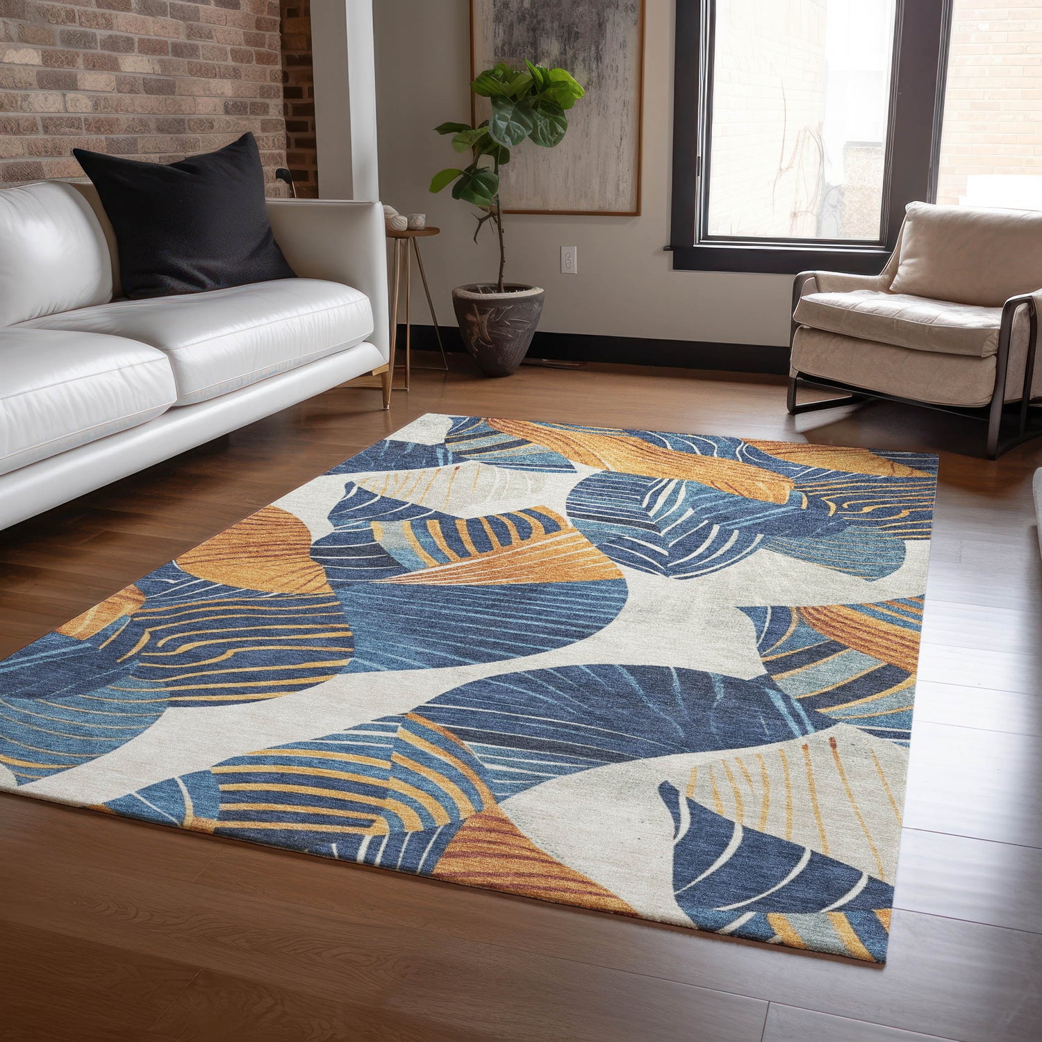 Addison Chantille ACN2220 Floral Machine Made Transitional Navy Rug