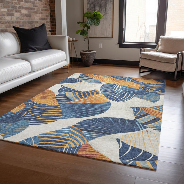 Addison Chantille ACN2220 Floral Machine Made Transitional Navy Rug