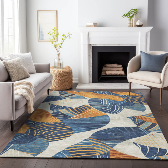 Addison Chantille ACN2220 Floral Machine Made Transitional Navy Rug
