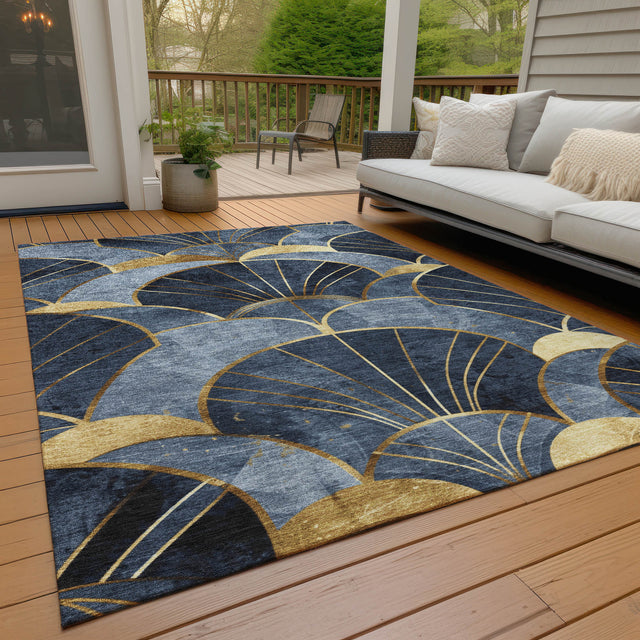 Addison Chantille ACN2221 Floral Machine Made Transitional Navy Rug