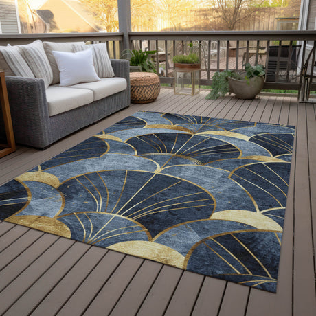 Addison Chantille ACN2221 Floral Machine Made Transitional Navy Rug
