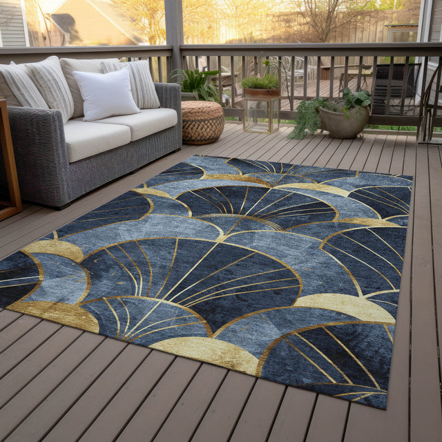 Addison Chantille ACN2221 Floral Machine Made Transitional Navy Rug