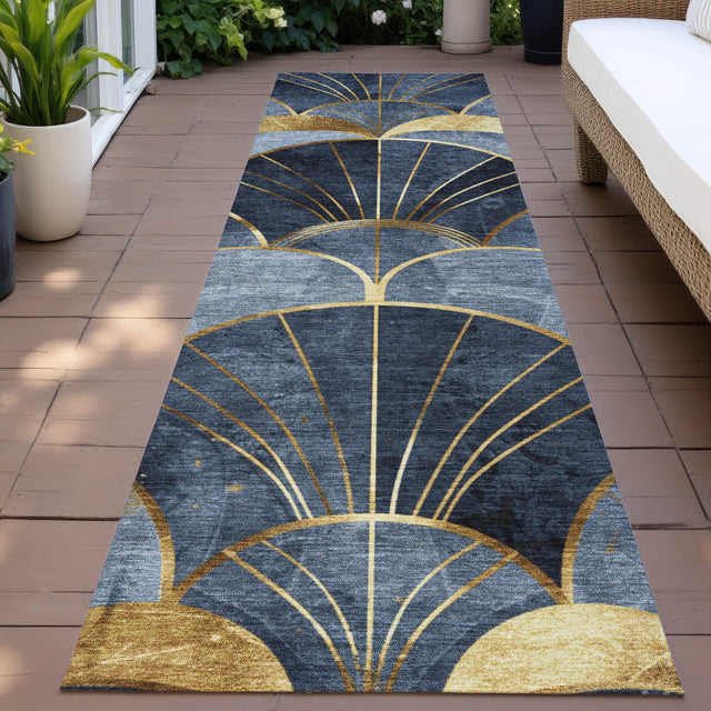 Addison Chantille ACN2221 Floral Machine Made Transitional Navy Rug