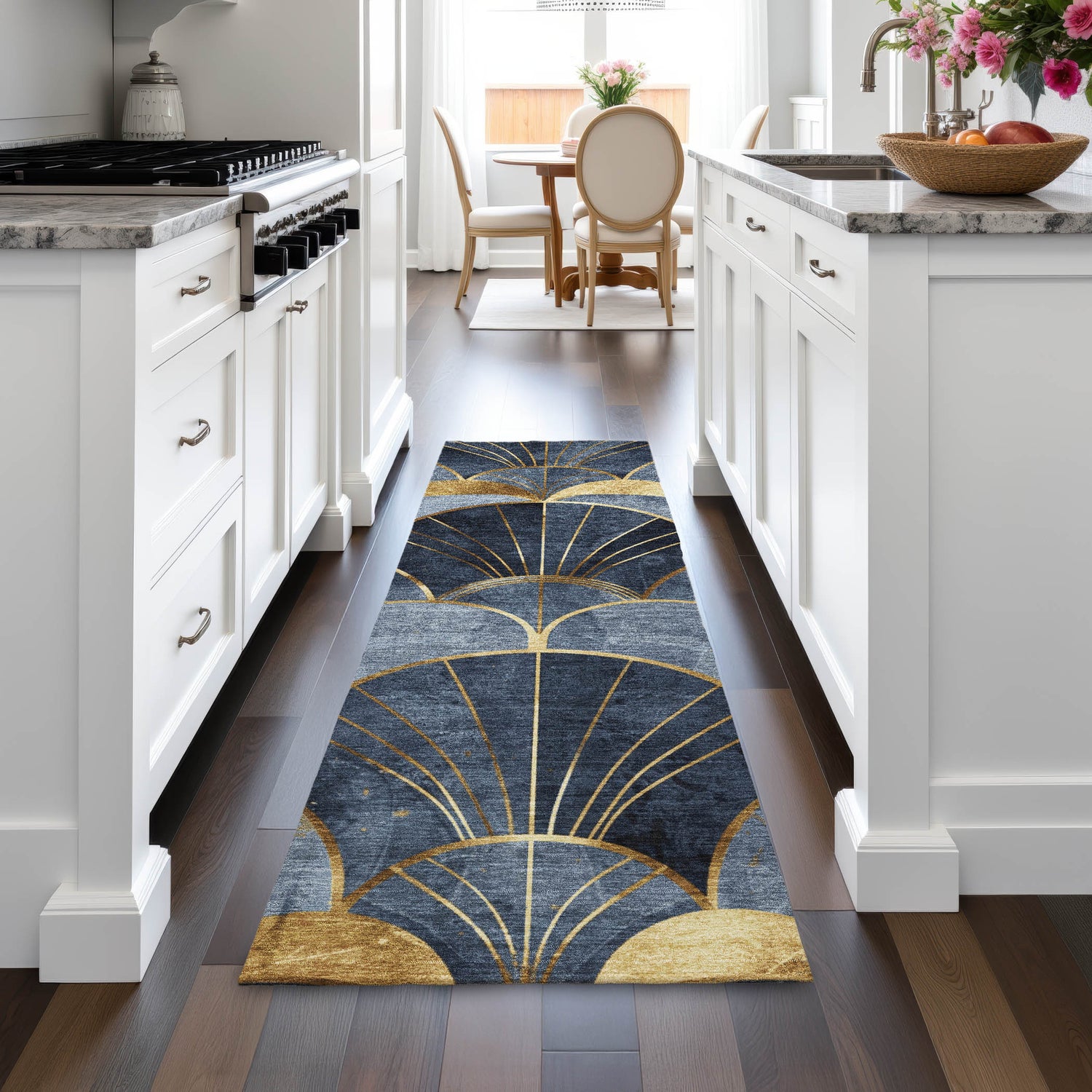 Addison Chantille ACN2221 Floral Machine Made Transitional Navy Rug