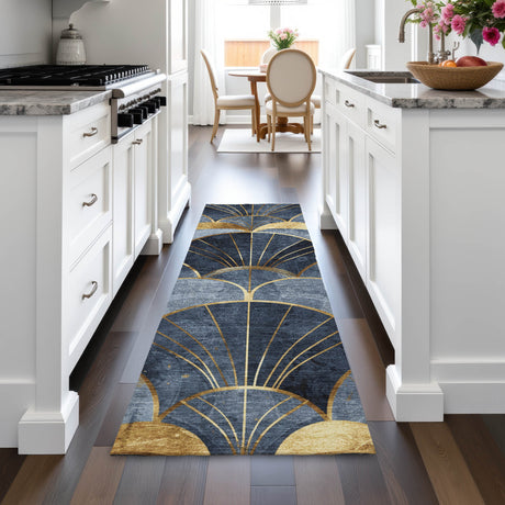 Addison Chantille ACN2221 Floral Machine Made Transitional Navy Rug