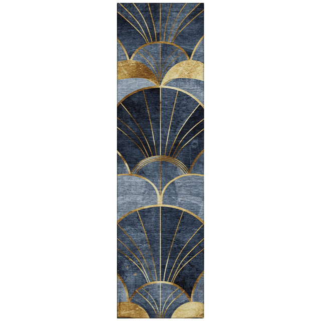 Addison Chantille ACN2221 Floral Machine Made Transitional Navy Rug