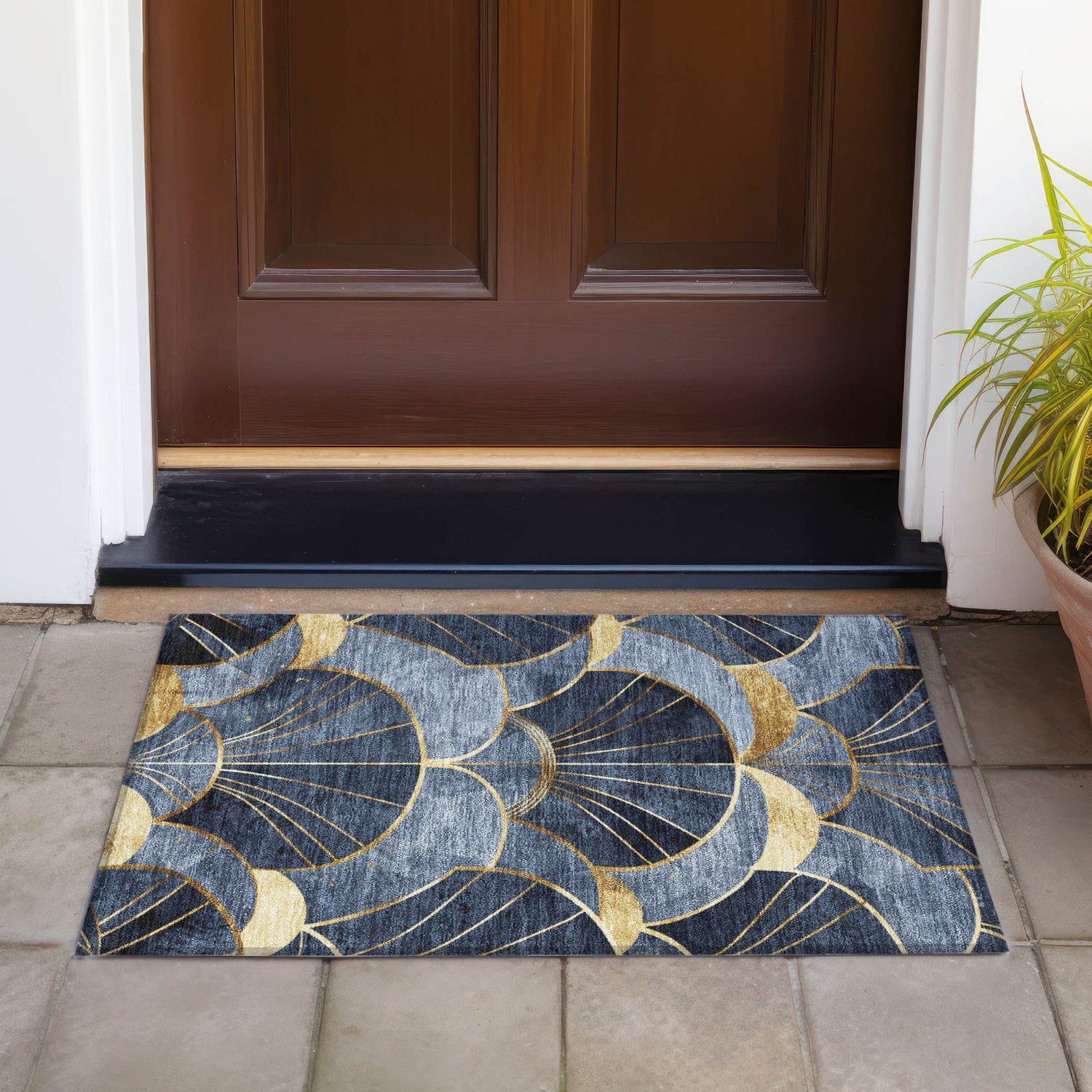 Addison Chantille ACN2221 Floral Machine Made Transitional Navy Rug