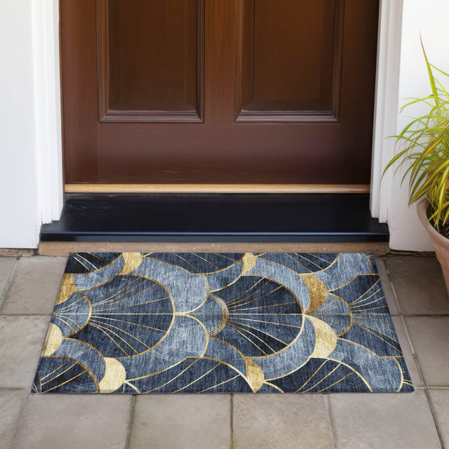 Addison Chantille ACN2221 Floral Machine Made Transitional Navy Rug