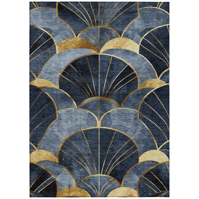 Addison Chantille ACN2221 Floral Machine Made Transitional Navy Rug