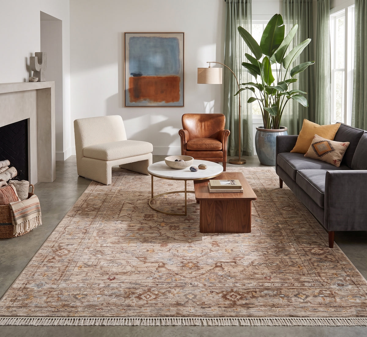 Amer Albany ALB-3 Beige area rug - lifestyle view