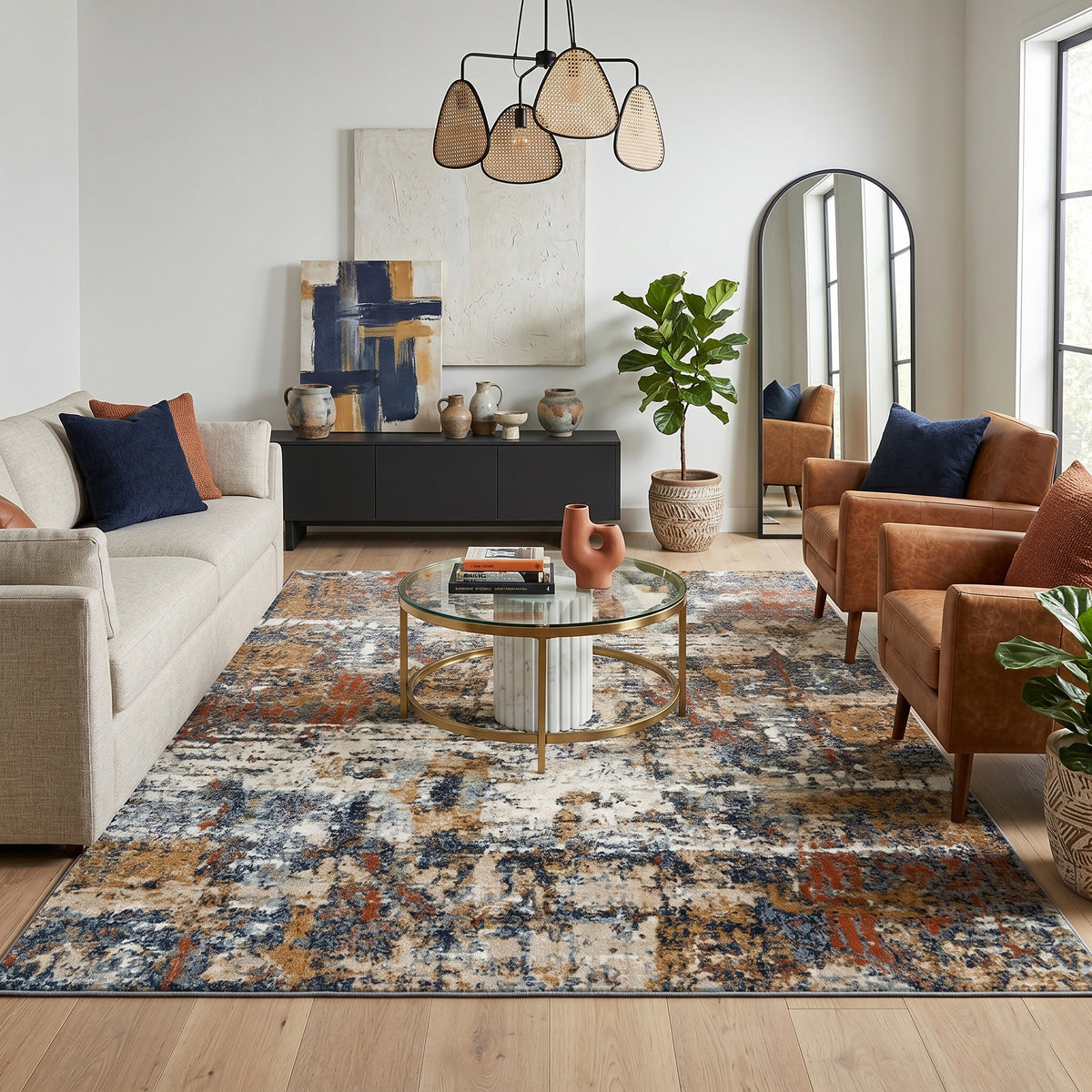 Amer Allure ALU-14 Ivory Rust area rug - lifestyle view