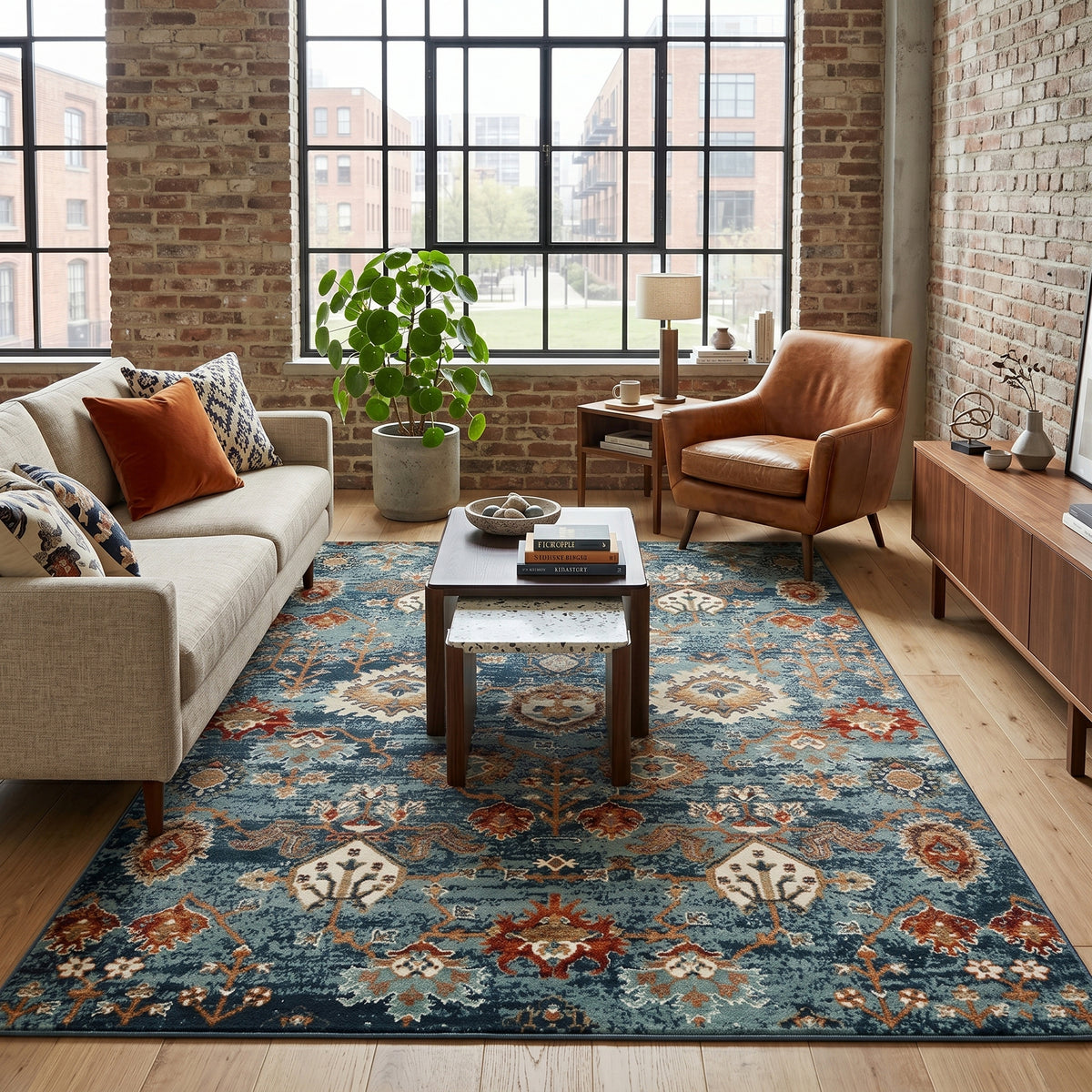 Amer Allure ALU-10 Teal Blue area rug - lifestyle view