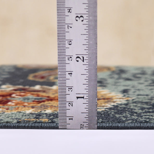 Amer Allure Classic Bordered Power-Loom Teal Blue Area Rug