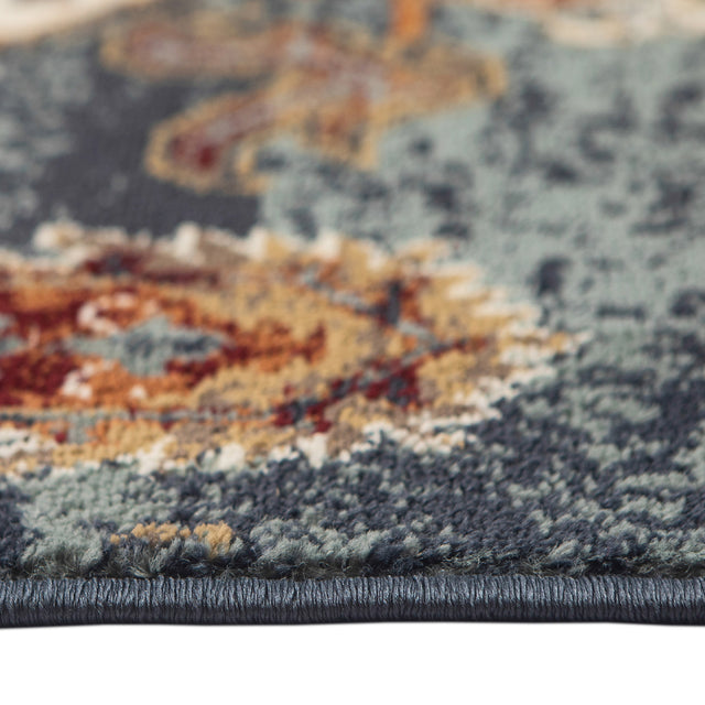 Amer Allure Classic Bordered Power-Loom Teal Blue Area Rug