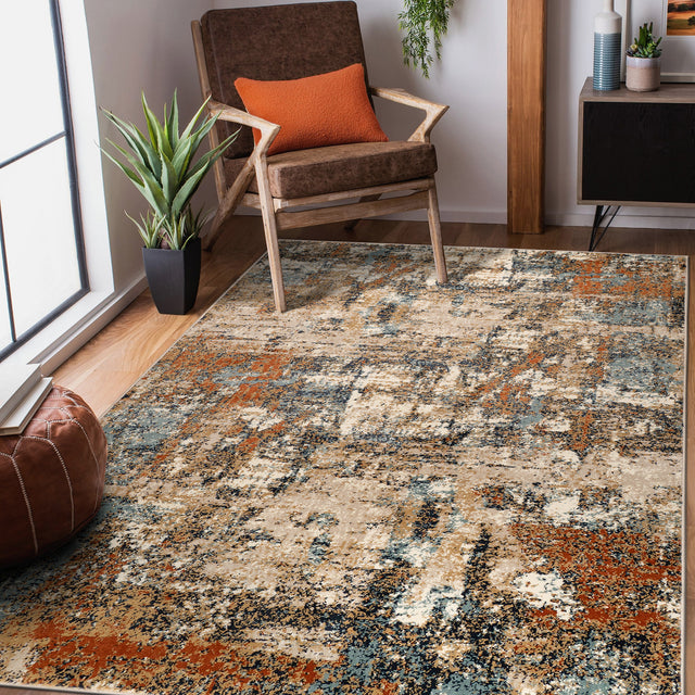 Amer Allure Contemporary Power-Loom Beige/Rust Area Rug