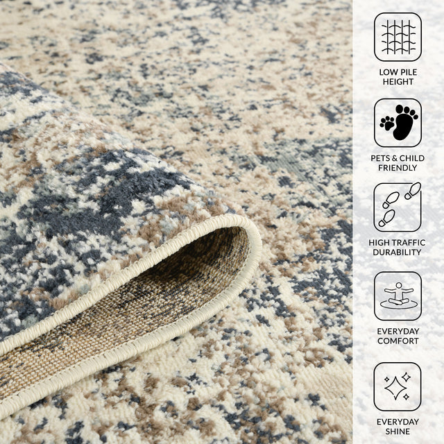 Amer Allure Contemporary Power-Loom Gray Blue Area Rug