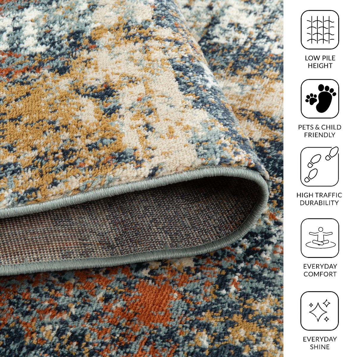 Amer Allure ALU-14 Ivory Rust area rug - infographic view