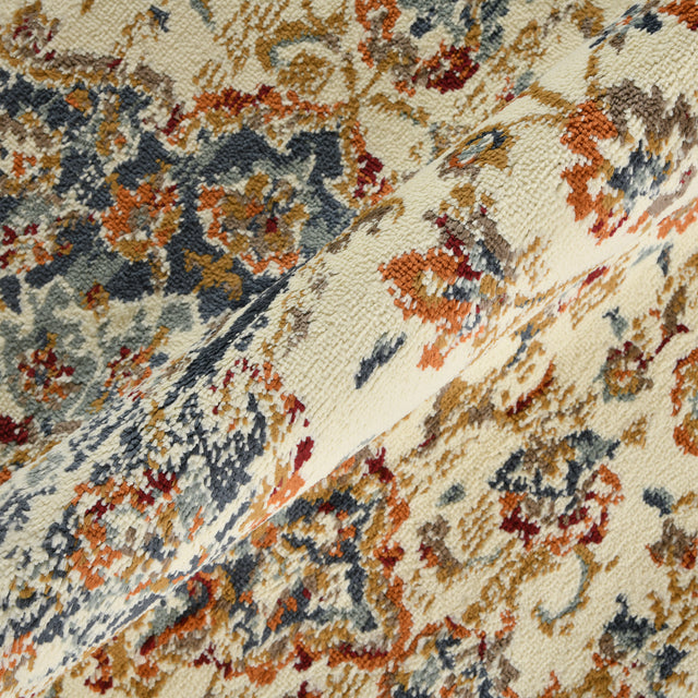 Amer Allure Classic Medallion Power-Loom Ivory/Navy Blue Area Rug