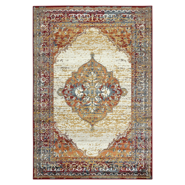 Amer Allure Classic Medallion Power-Loom Beige/Red Area Rug