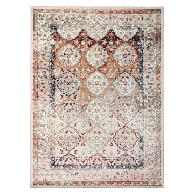 Amer Allure Classic Bordered Power-Loom Ivory/Multi Area Rug