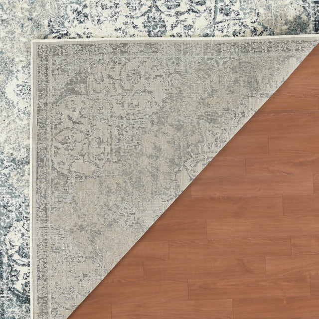 Amer Allure Classic Medallion Power-Loom Ivory/Blue Area Rug