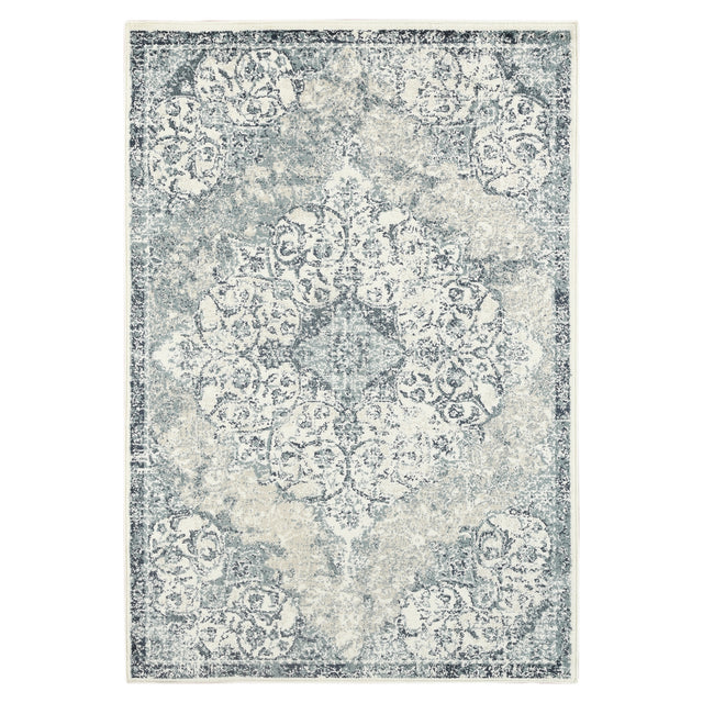 Amer Allure Classic Medallion Power-Loom Ivory/Blue Area Rug
