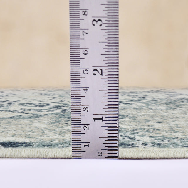 Amer Allure Classic Medallion Power-Loom Ivory/Blue Area Rug