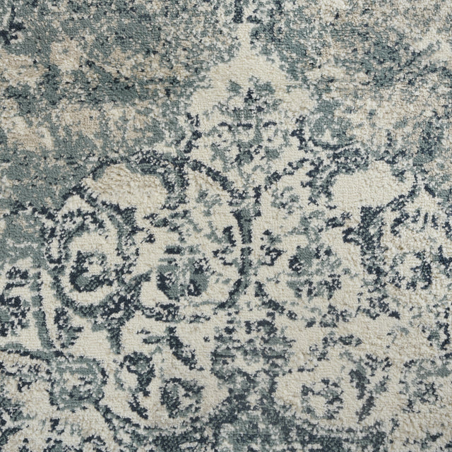 Amer Allure Classic Medallion Power-Loom Ivory/Blue Area Rug