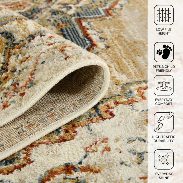 Amer Allure Classic Medallion Power-Loom Gold/Beige Area Rug