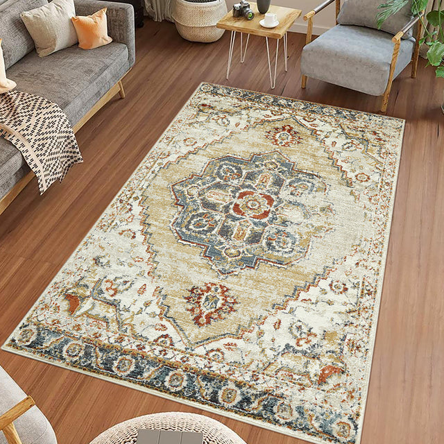 Amer Allure Classic Medallion Power-Loom Gold/Beige Area Rug